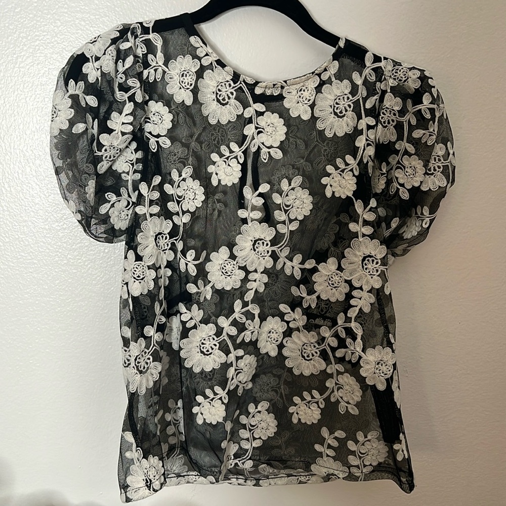 Zara Floral Tulle Blouse